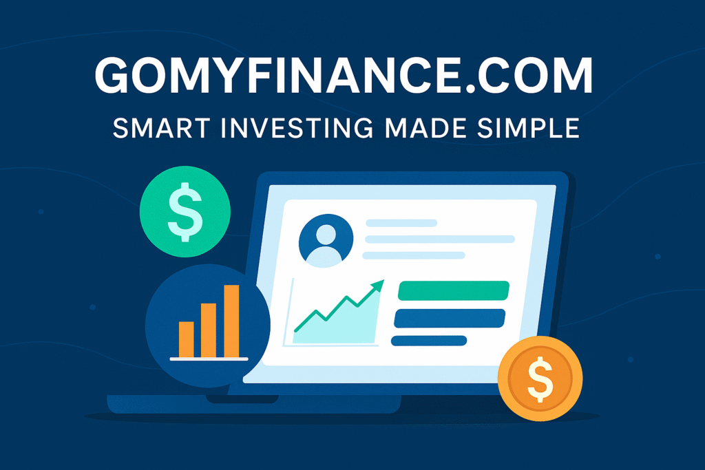 Smart investing dashboard with financial growth symbols and user profile on laptop screen