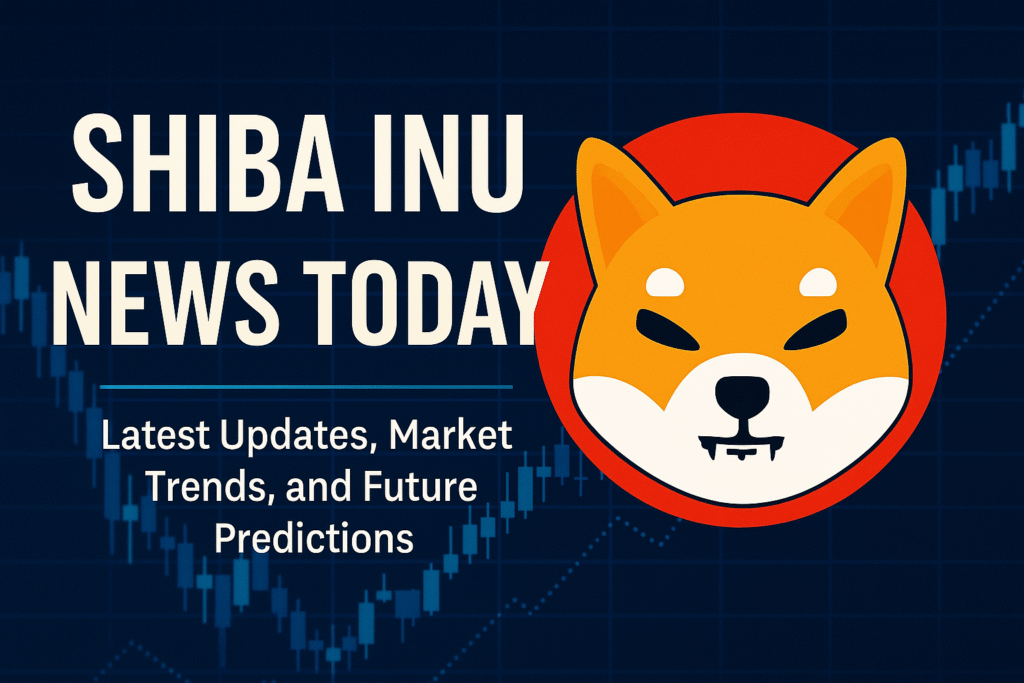 Shiba Inu logo with crypto market chart showing Shiba Inu news today