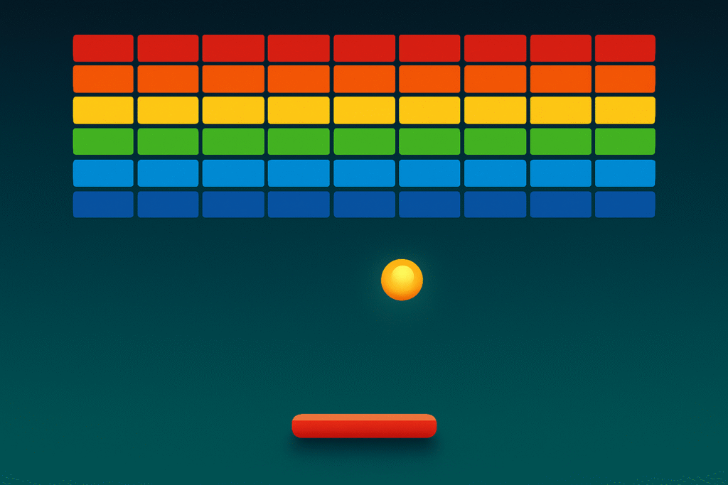 How to Play Google Block Breaker in 3 Easy Steps Google Block Breaker arcade gameplay โ paddle, bouncing ball, and colorful bricks inspired by Atari Breakout.