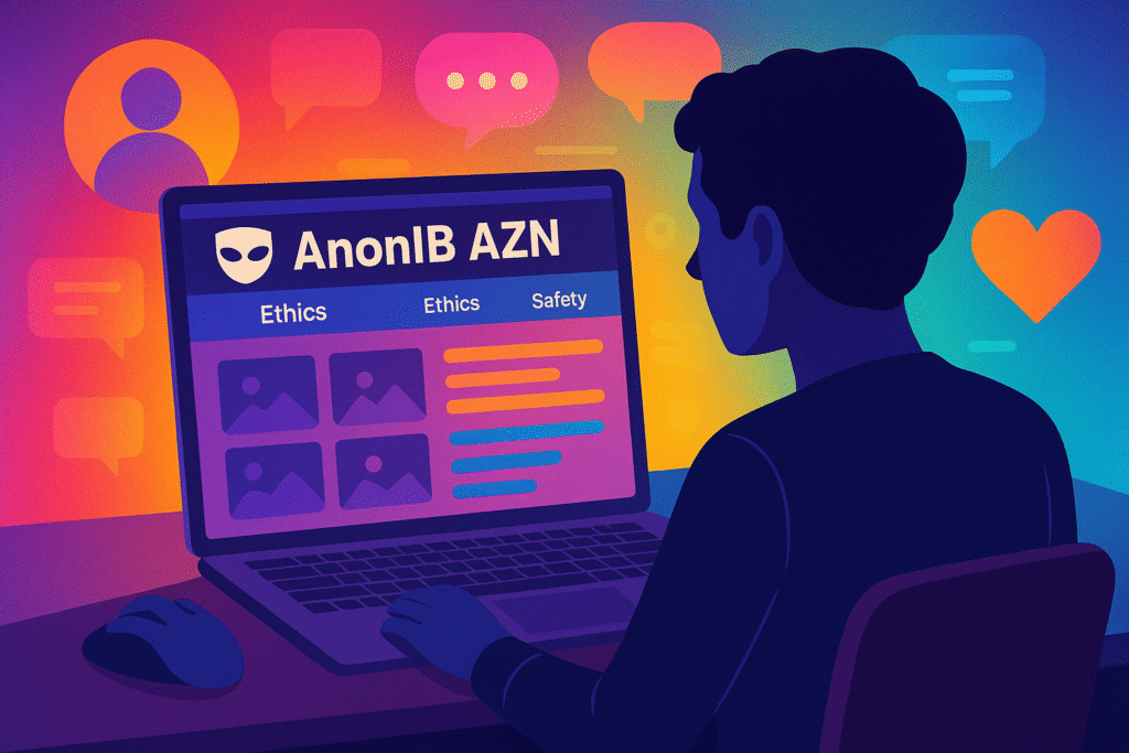 Anonymous user navigating digital community on AnonIB AZN with focus on ethics and safety